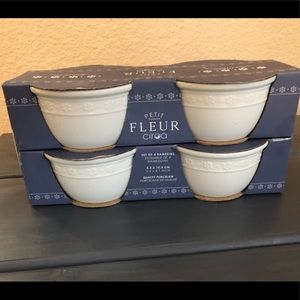 NWT Petit FLEUR Set of 4 White Porcelain Ramekins